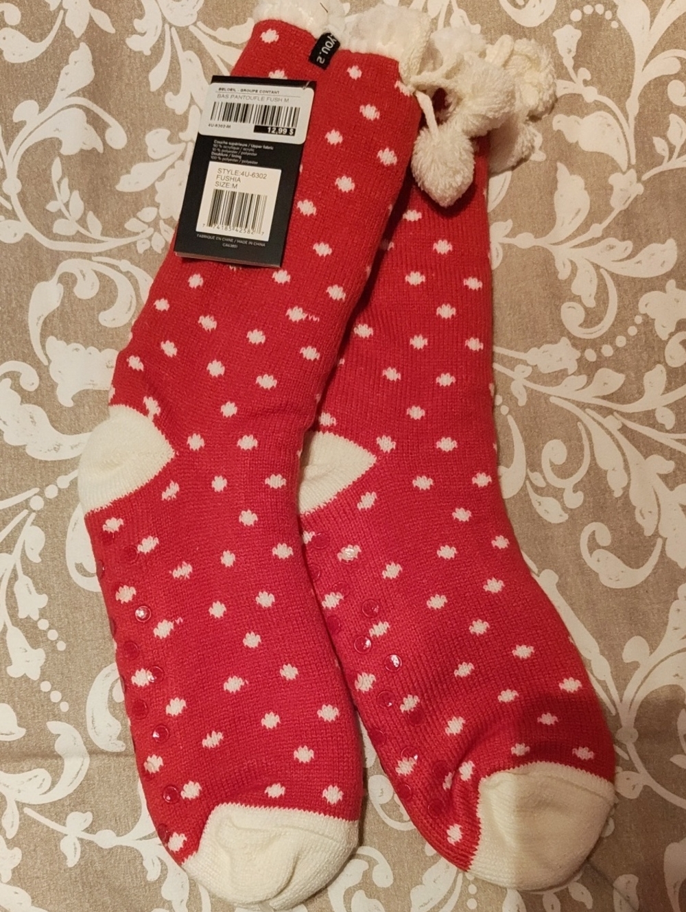 Cozy Polka Dot Red & White Lounge Socks